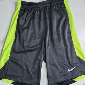 Nike Men's Gray and Green Athletic Shorts